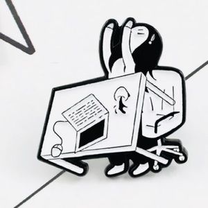 🎁 👀 Awesome Girl Flipping Desk Enamel Pin NWOT